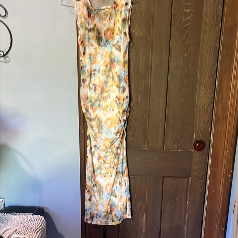Zara draped printed maxi dress
